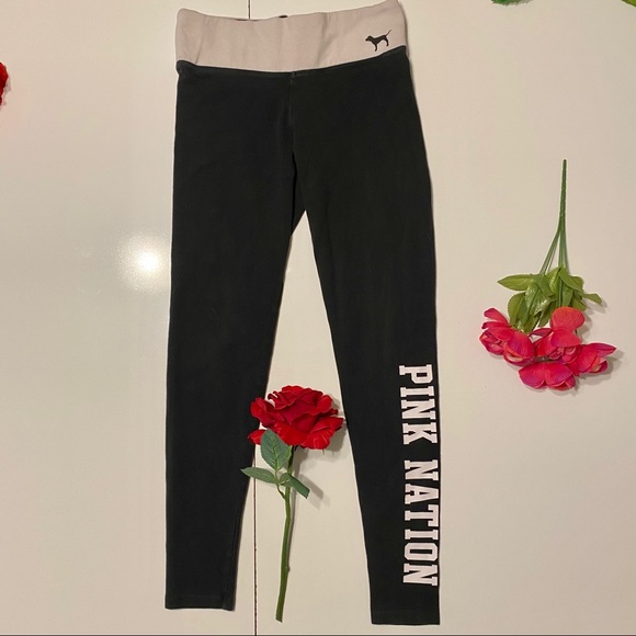 PINK by Victoria's Secret Yoga Black White Tights - Picture 1 of 5